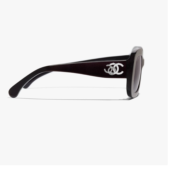 Chanel rectangle sunglasses red burgundy color current style - Picture 16 of 16